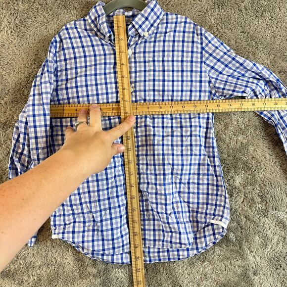 Crewcuts Boys Button Down Light Weight Shirt Gingham Check Plaid Blue 6 7 - Picture 7 of 7